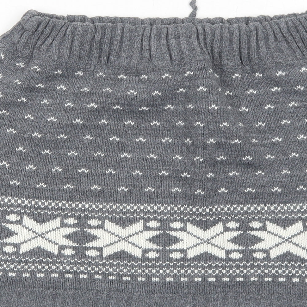 New Look Womens Grey Geometric Acrylic Mini Skirt Size XS Drawstring