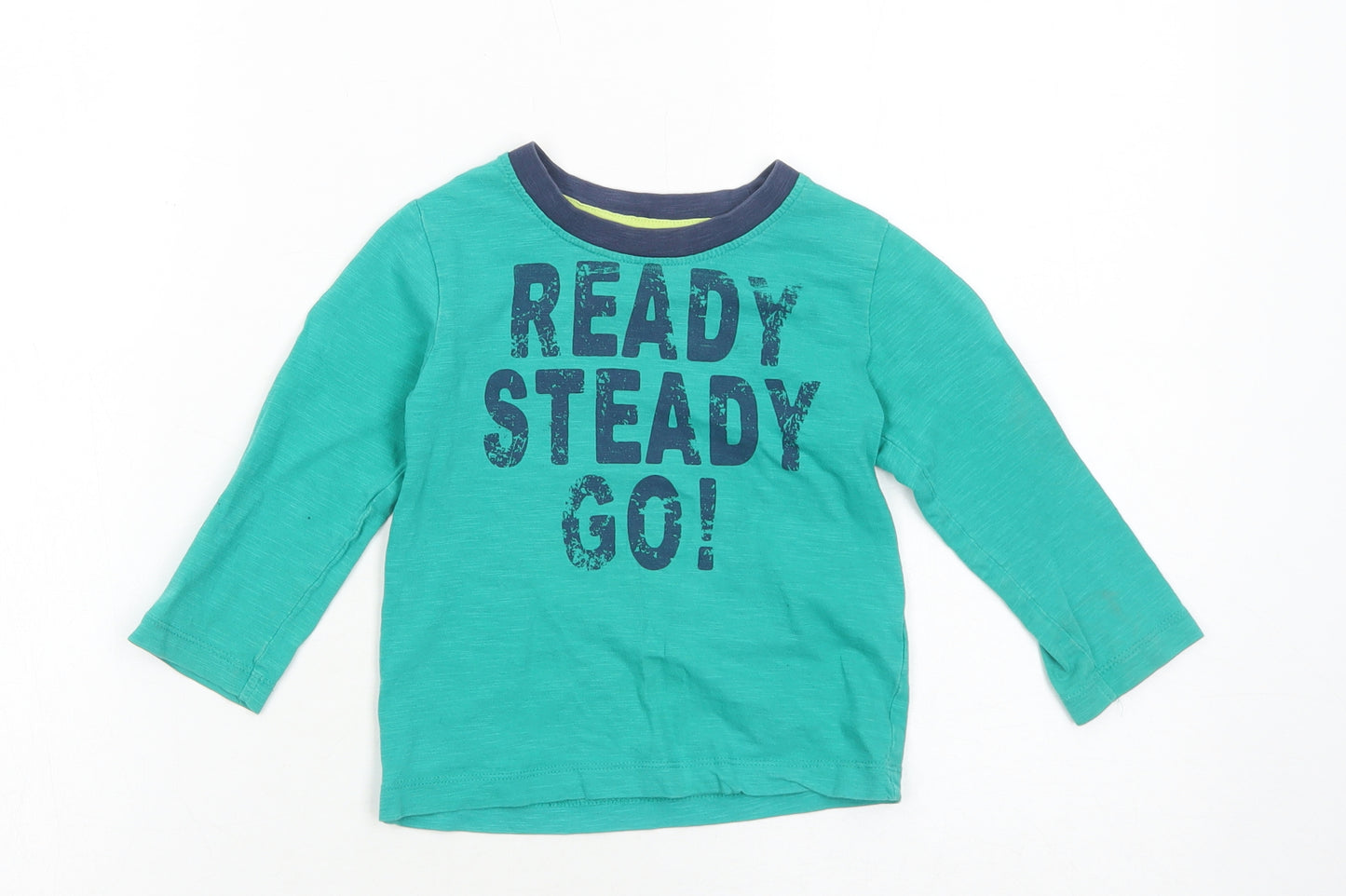 Matalan Boys Green Geometric Cotton Basic T-Shirt Size 18-24 Months Round Neck Pullover - Ready Steady Go