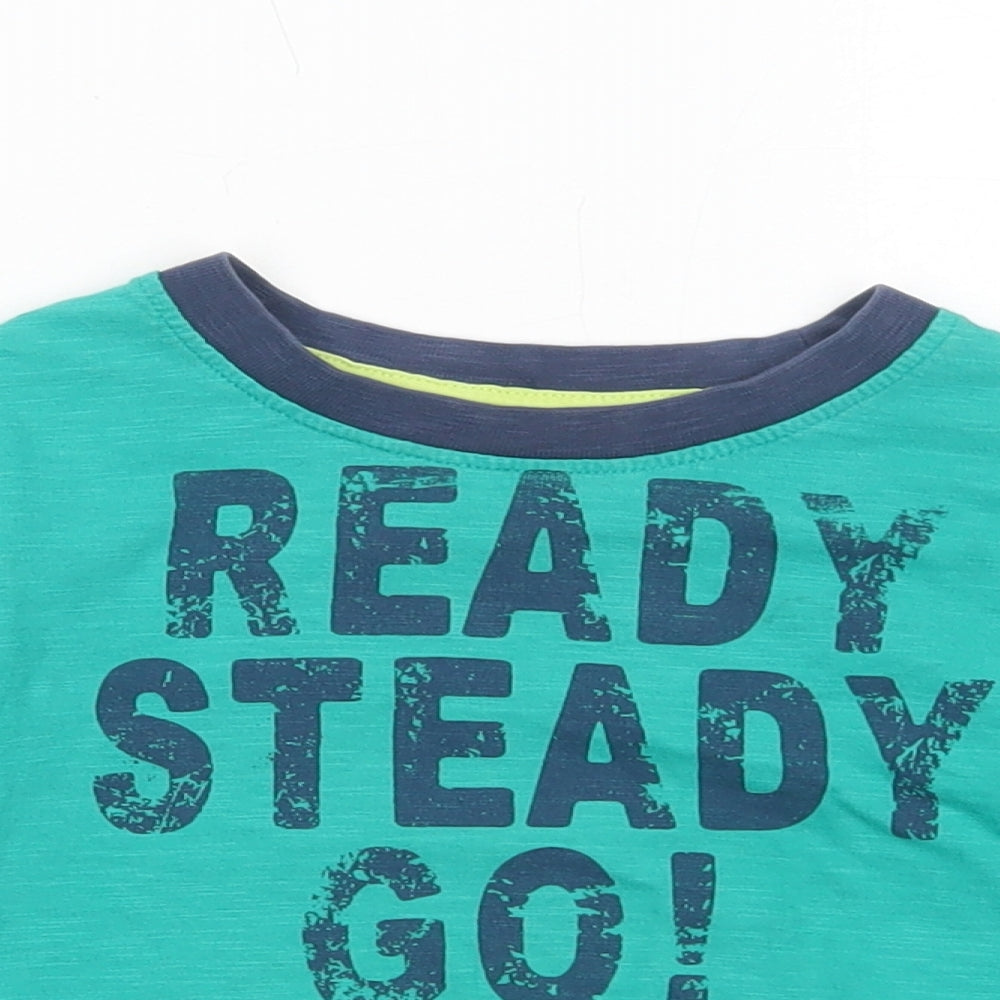 Matalan Boys Green Geometric Cotton Basic T-Shirt Size 18-24 Months Round Neck Pullover - Ready Steady Go
