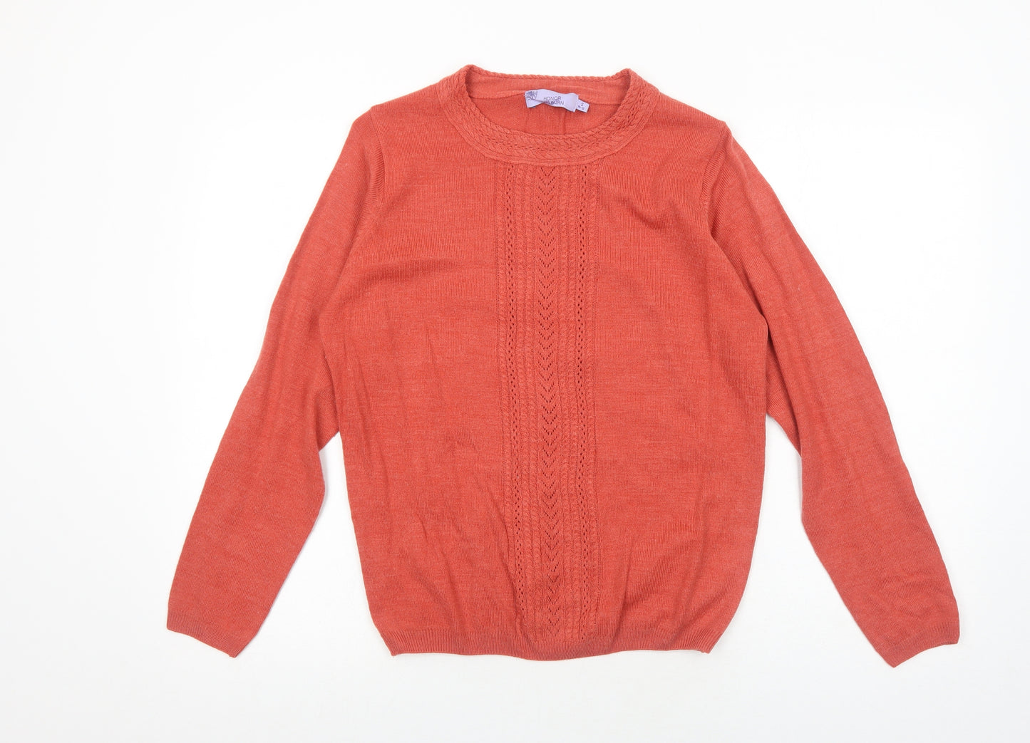EWM Womens Orange Round Neck Polyester Pullover Jumper Size S
