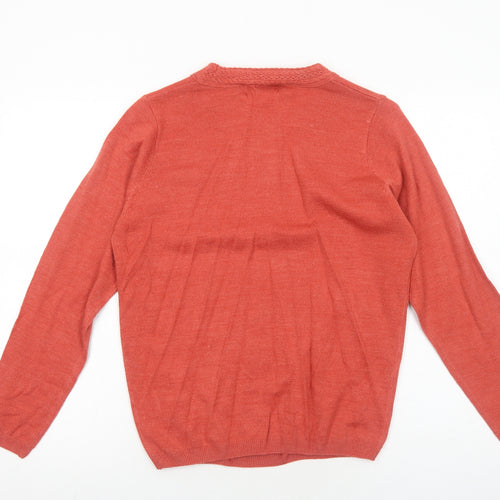 EWM Womens Orange Round Neck Polyester Pullover Jumper Size S