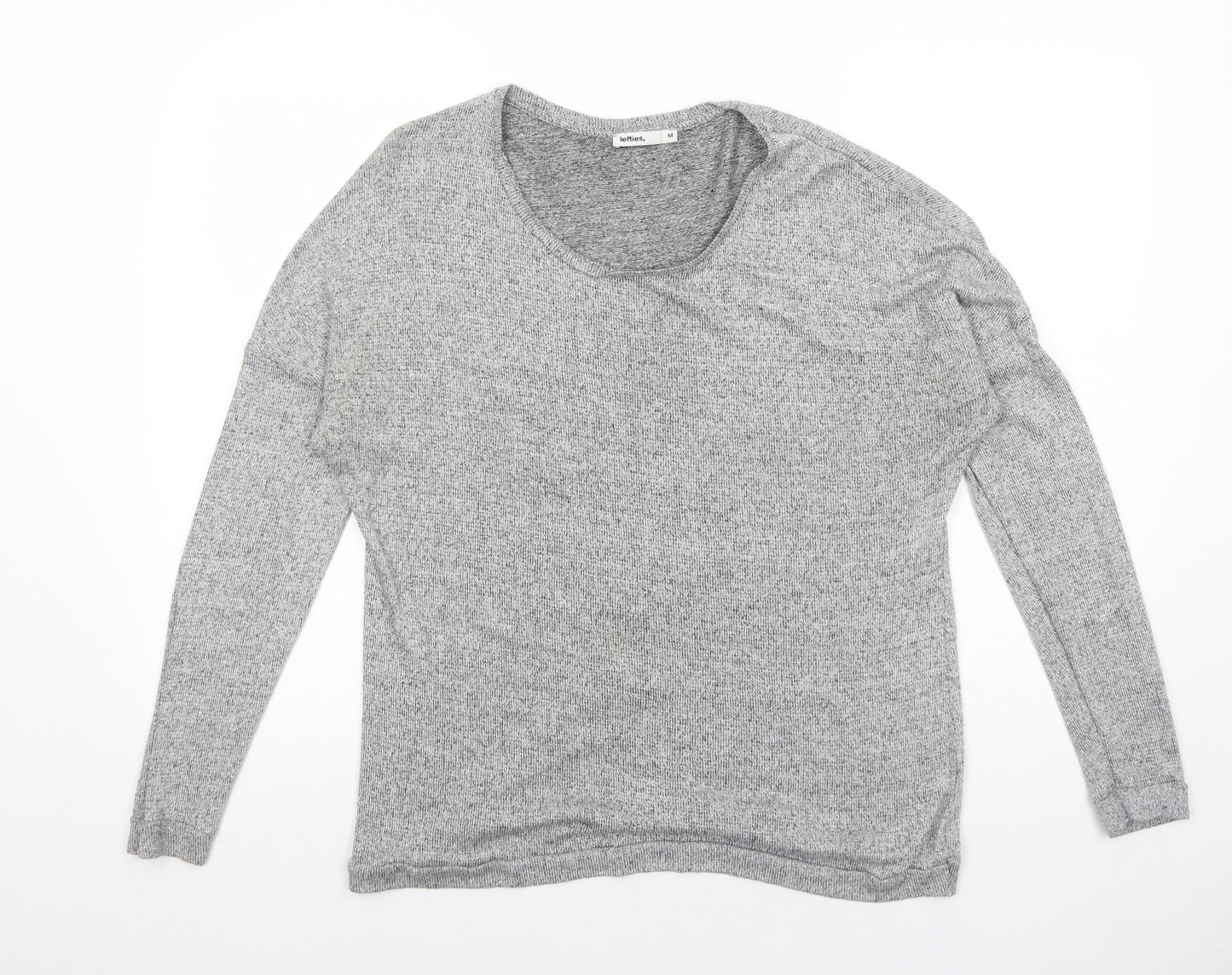 LEFTIES Womens Grey Scoop Neck Polyester Pullover Jumper Size M