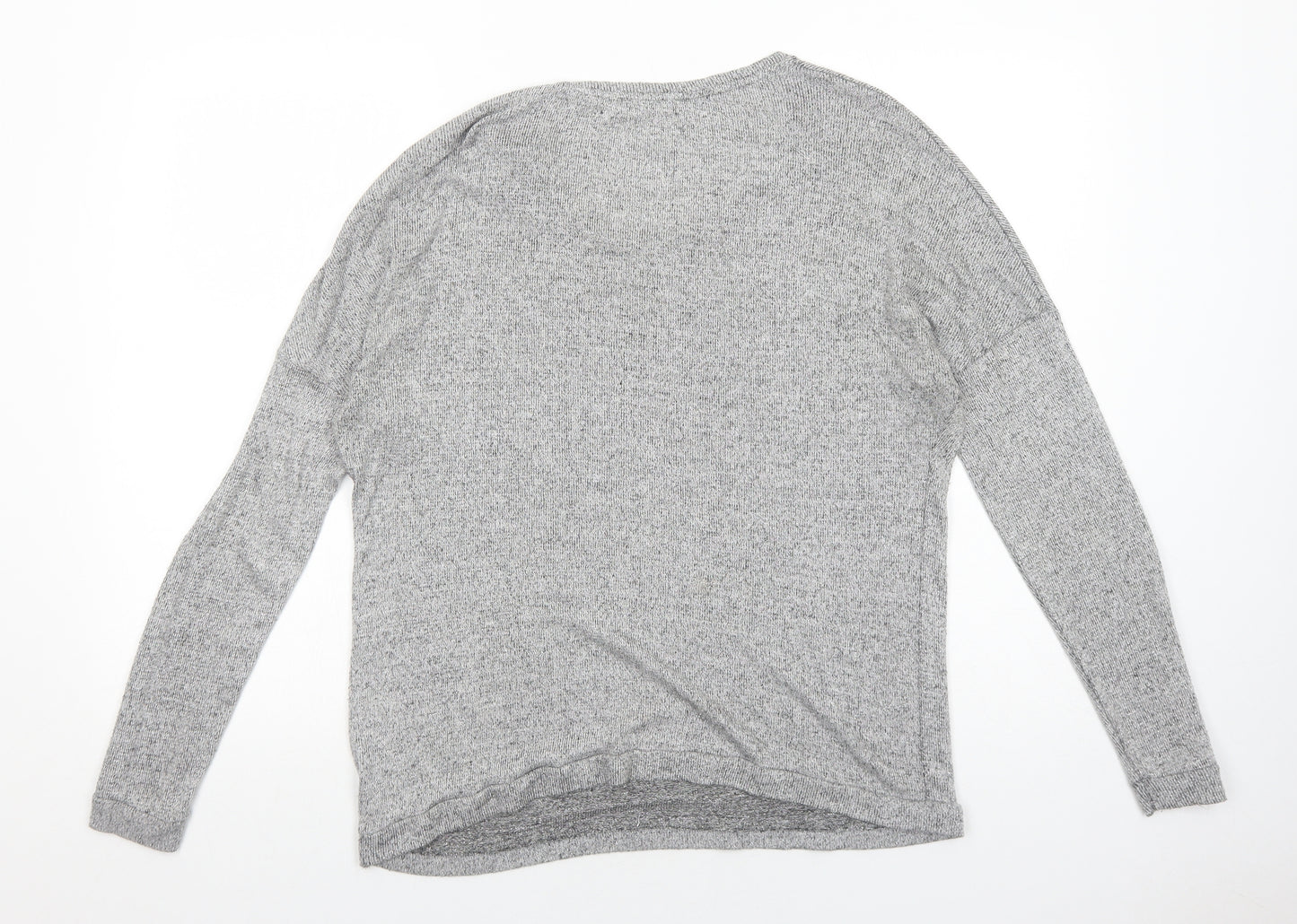 LEFTIES Womens Grey Scoop Neck Polyester Pullover Jumper Size M