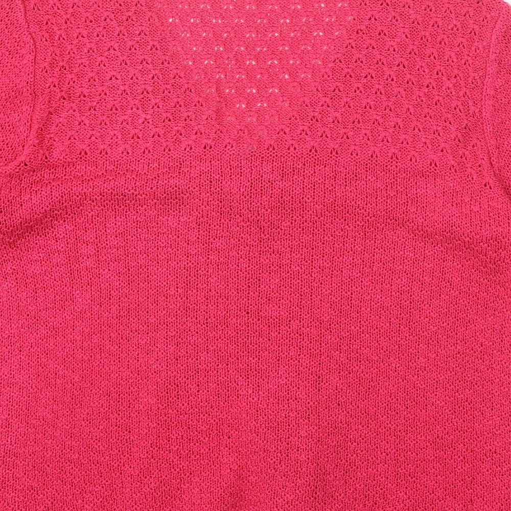 CASAMIA Womens Pink V-Neck Acrylic Cardigan Jumper Size M