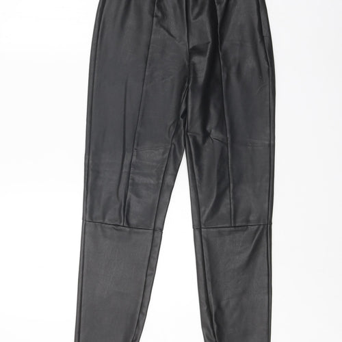 Preworn Womens Black Polyester Trousers Size S Regular Zip