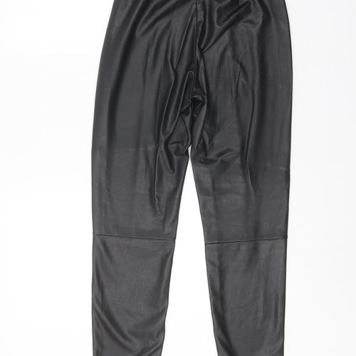 Preworn Womens Black Polyester Trousers Size S Regular Zip
