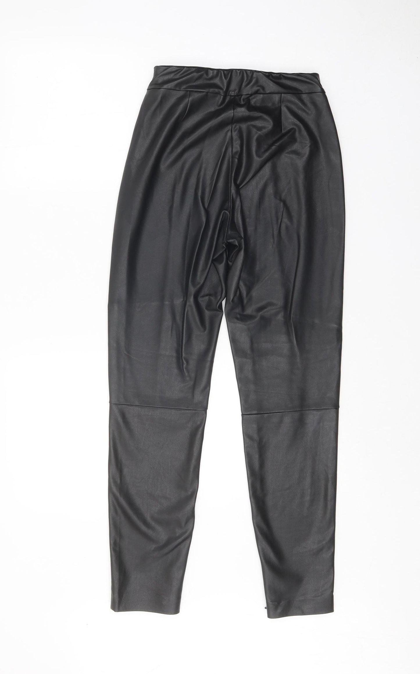 Preworn Womens Black Polyester Trousers Size S Regular Zip
