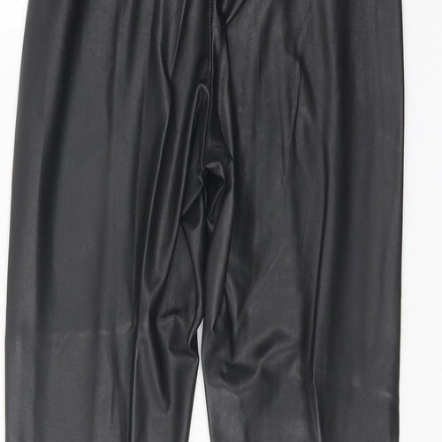 Preworn Womens Black Polyester Trousers Size S Regular Zip