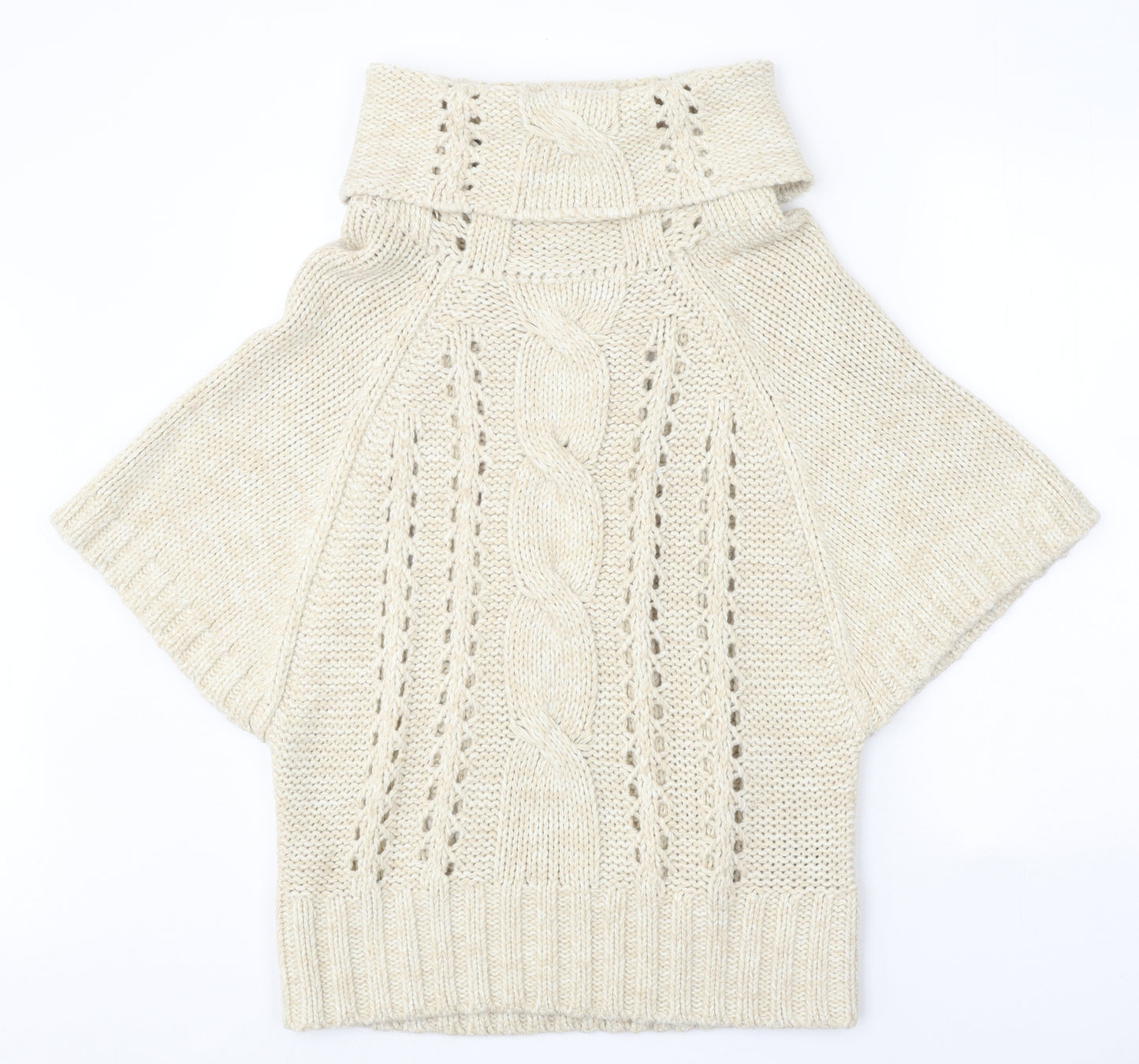 M&Co Womens Beige Roll Neck Acrylic Pullover Jumper Size L