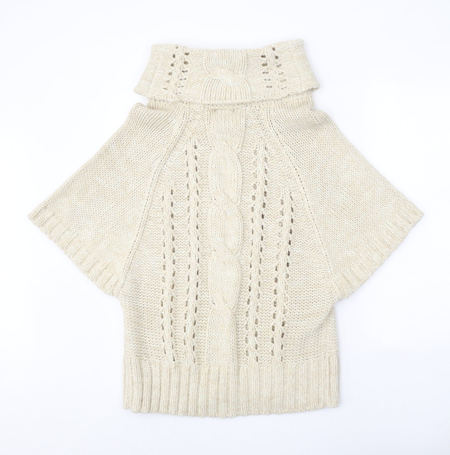 M&Co Womens Beige Roll Neck Acrylic Pullover Jumper Size L