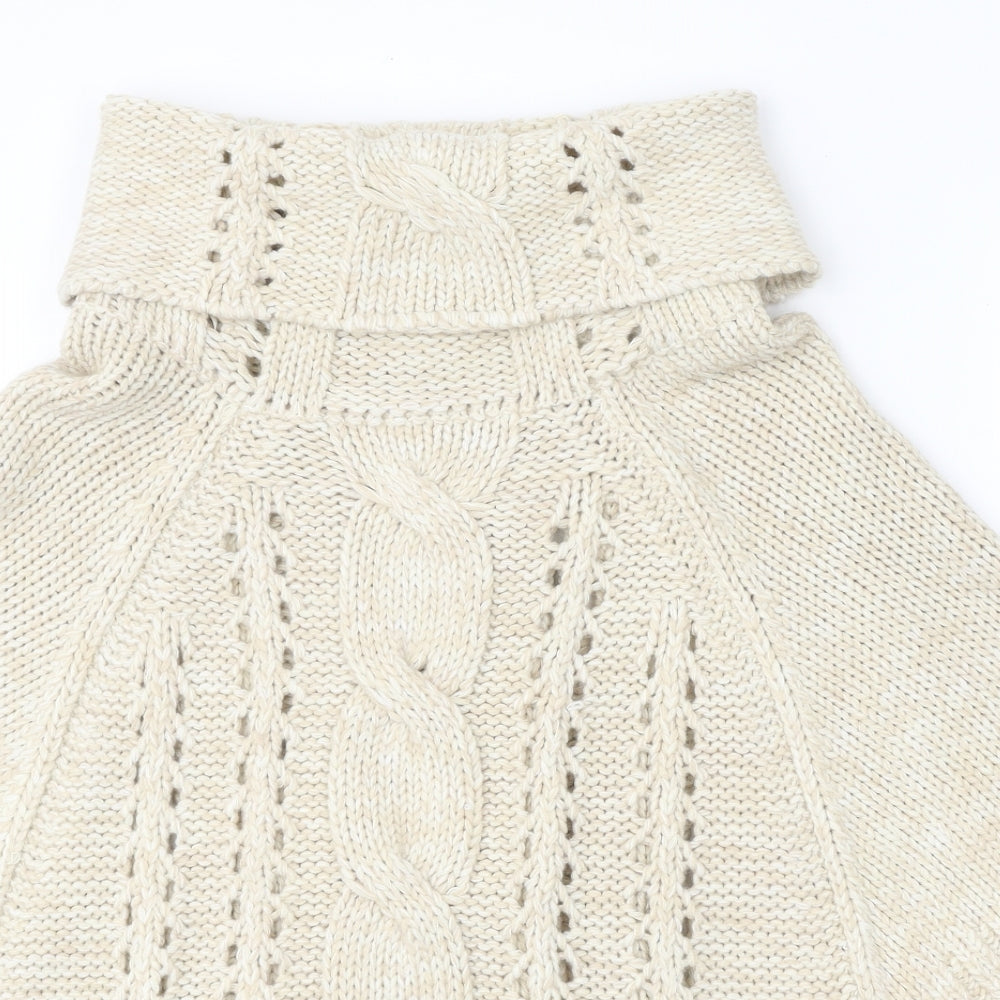 M&Co Womens Beige Roll Neck Acrylic Pullover Jumper Size L
