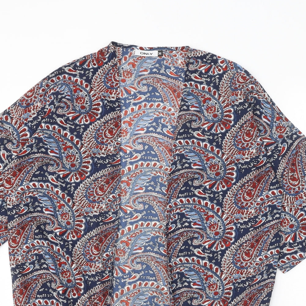 Only Womens Blue Paisley Polyester Kimono Blouse Size 8 V-Neck