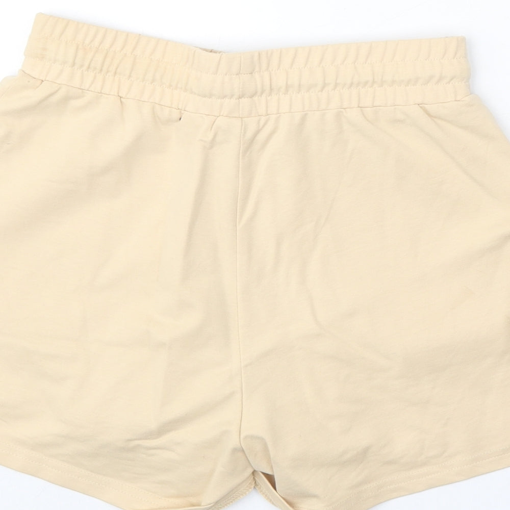 Flo Mode Womens Beige Camel Sweat Shorts Size S Regular Tie