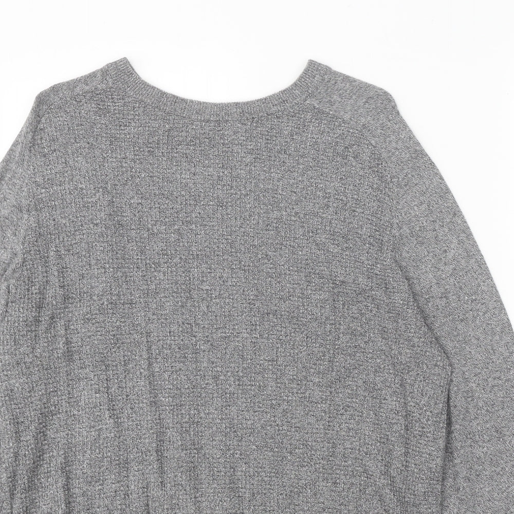 George Mens Grey Round Neck Cotton Pullover Jumper Size L Long Sleeve