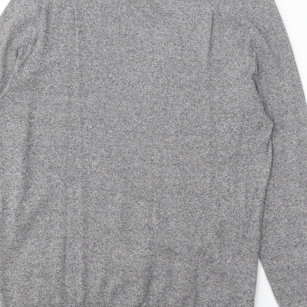 George Mens Grey Round Neck Cotton Pullover Jumper Size L Long Sleeve