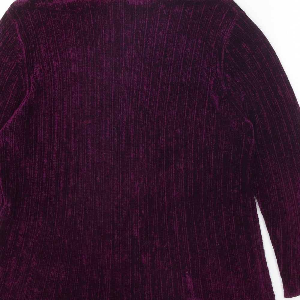 Marks and Spencer Womens Purple Roll Neck Viscose Pullover Jumper Size 12 - Ribbed