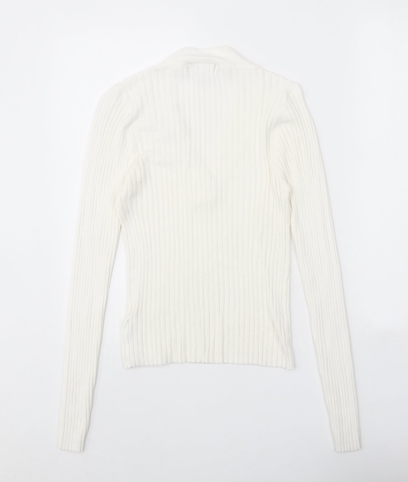 ASOS Womens White V-Neck Viscose Pullover Jumper Size 12 - Ribbed