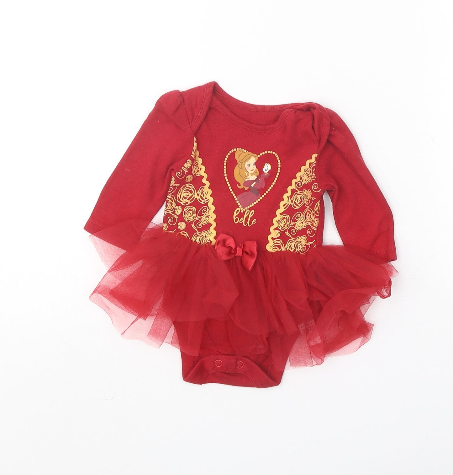 George Girls Red Geometric Cotton Babygrow One-Piece Size 0-3 Months Snap - Belle