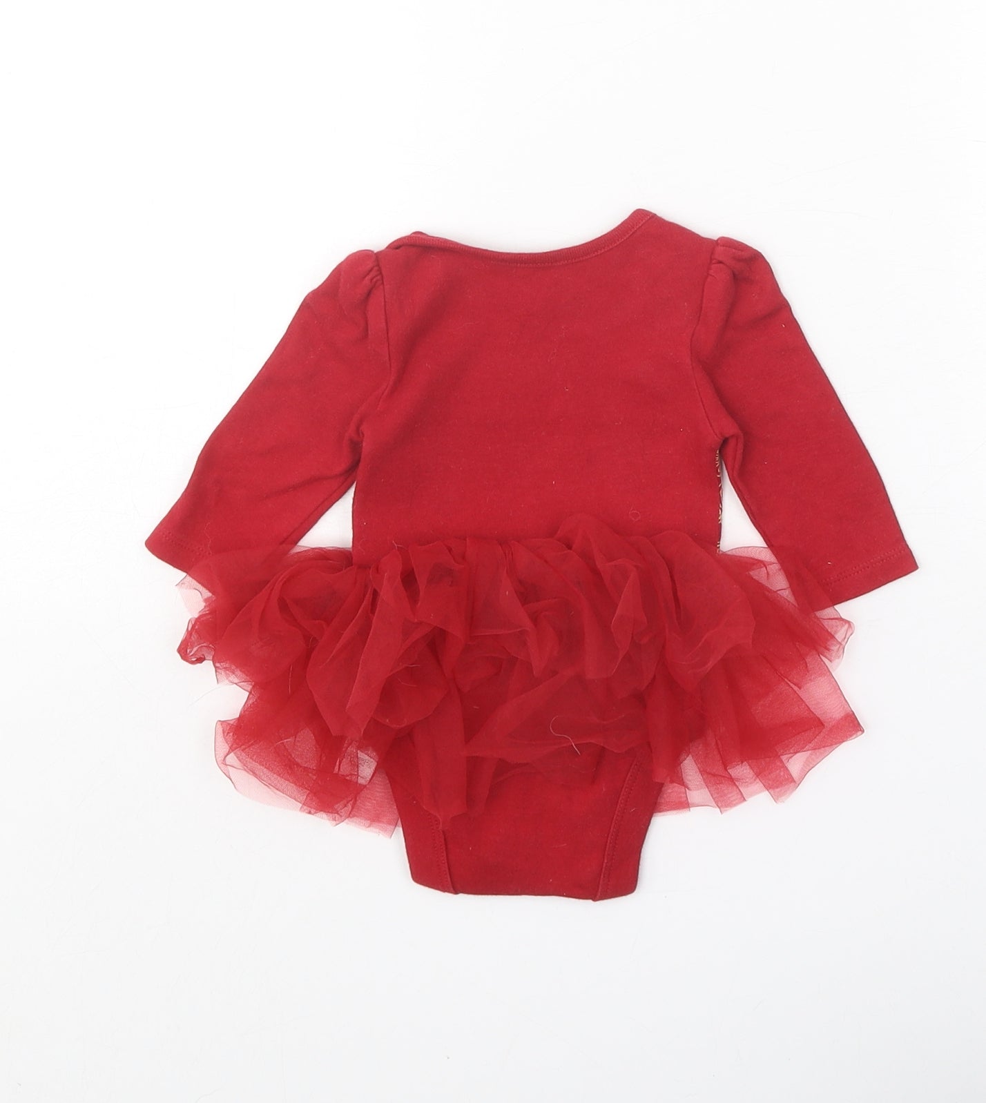 George Girls Red Geometric Cotton Babygrow One-Piece Size 0-3 Months Snap - Belle