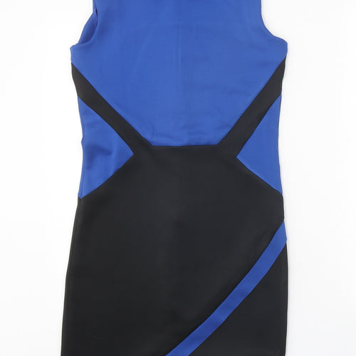 Rage Womens Blue Polyester Pencil Dress Size 8 Round Neck Zip