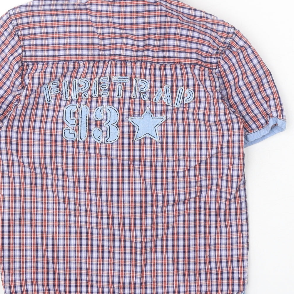 Firetrap Boys Blue Plaid 100% Cotton Basic Button-Up Size 6-7 Years Collared Button