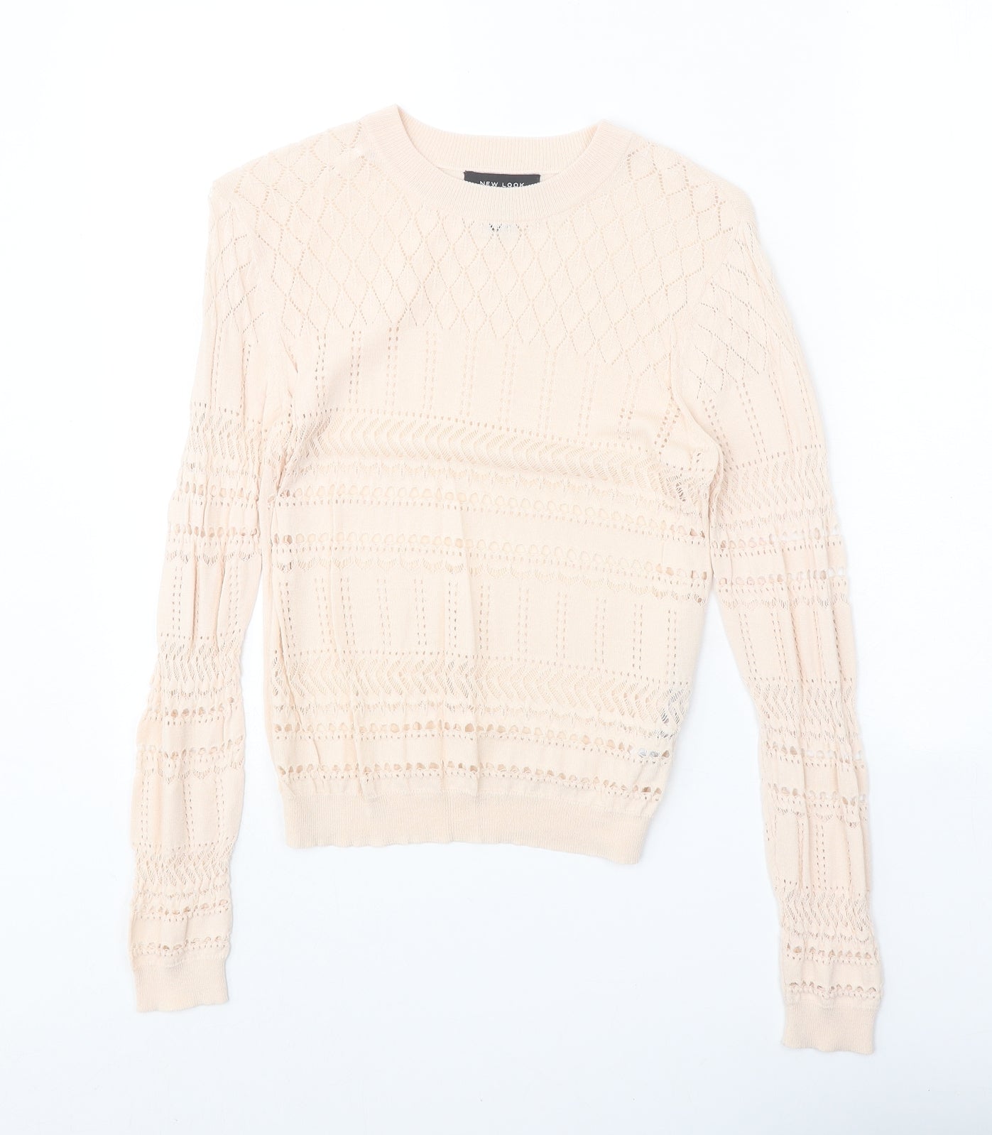 New Look Womens Beige Round Neck Viscose Pullover Jumper Size 6