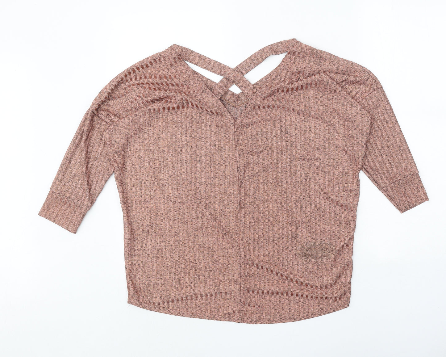 AYANAPA Womens Orange V-Neck Polyester Pullover Jumper Size 12