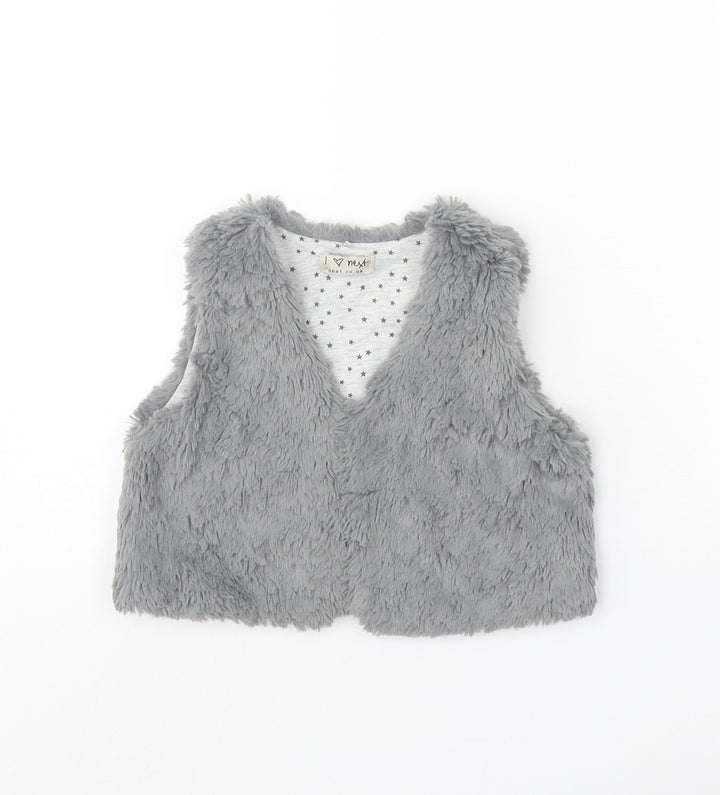 NEXT Girls Grey V-Neck Polyester Cardigan Jumper Size 4-5 Years Pullover