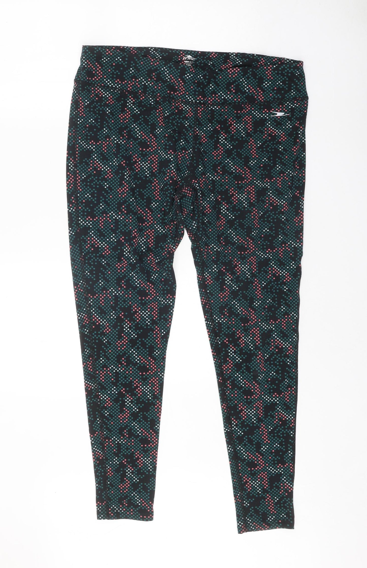 Crane Womens Green Geometric Polyester Compression Leggings Size 16 Regular Pullover