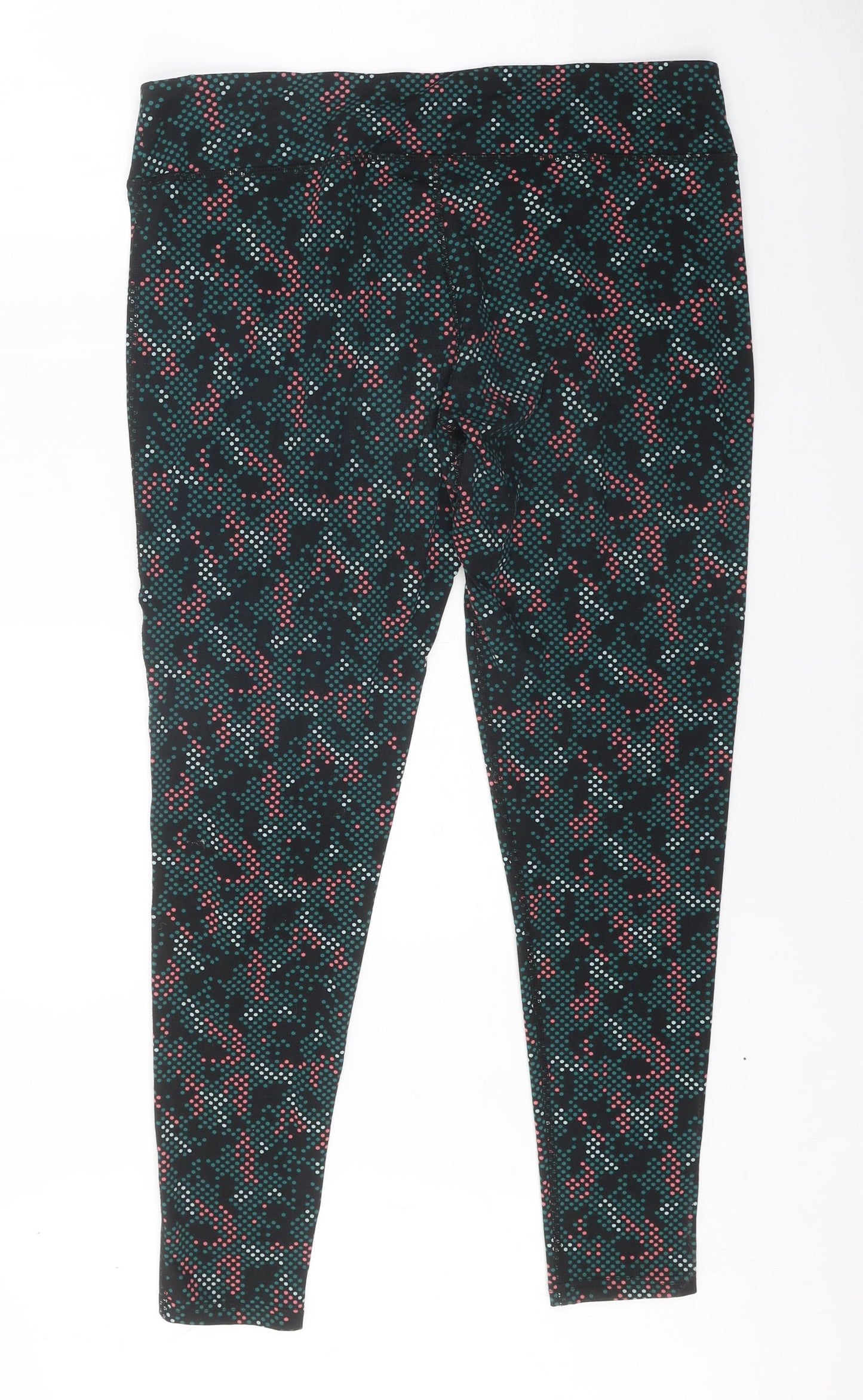 Crane Womens Green Geometric Polyester Compression Leggings Size 16 Regular Pullover