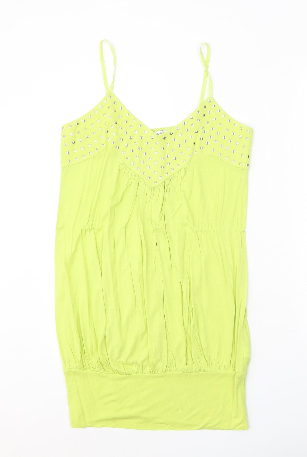 Select Womens Green Viscose Tank Dress Size 12 V-Neck Pullover