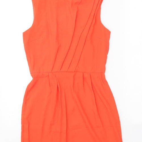 Topshop Womens Red Polyester A-Line Size 8 Round Neck Zip