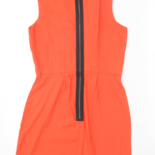 Topshop Womens Red Polyester A-Line Size 8 Round Neck Zip