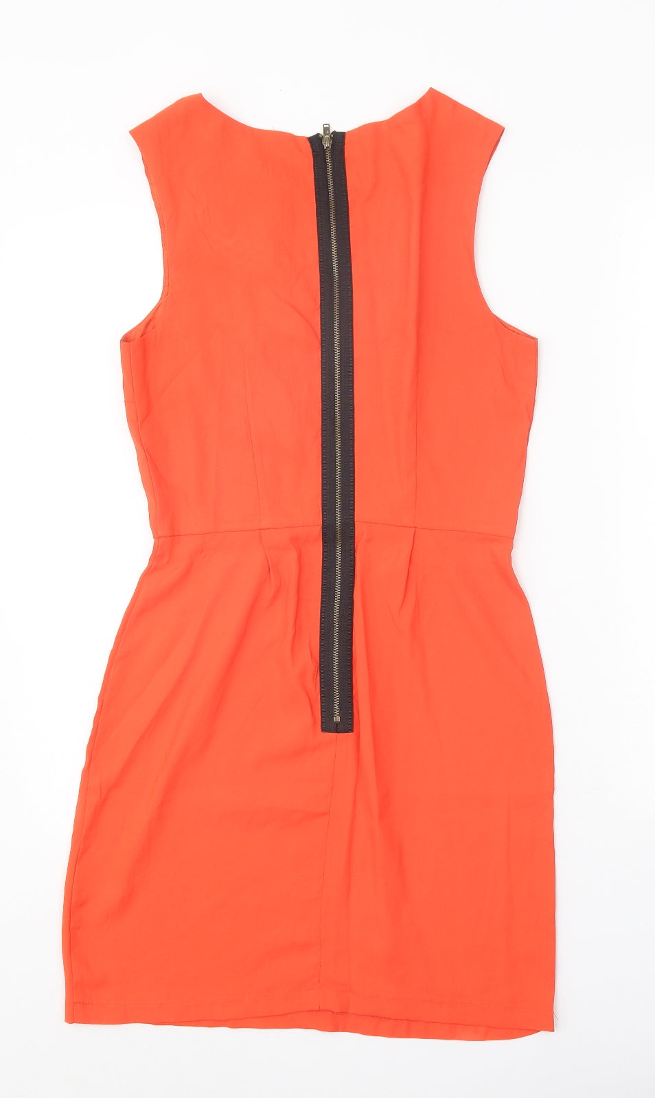Topshop Womens Red Polyester A-Line Size 8 Round Neck Zip