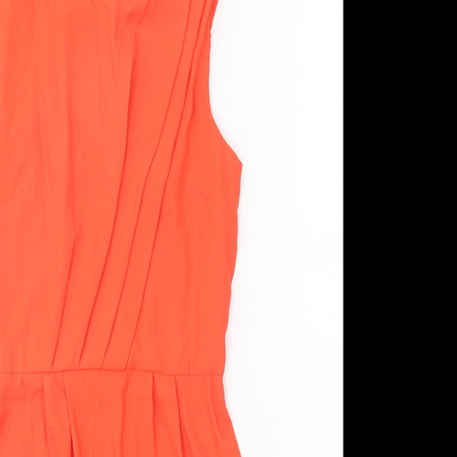 Topshop Womens Red Polyester A-Line Size 8 Round Neck Zip