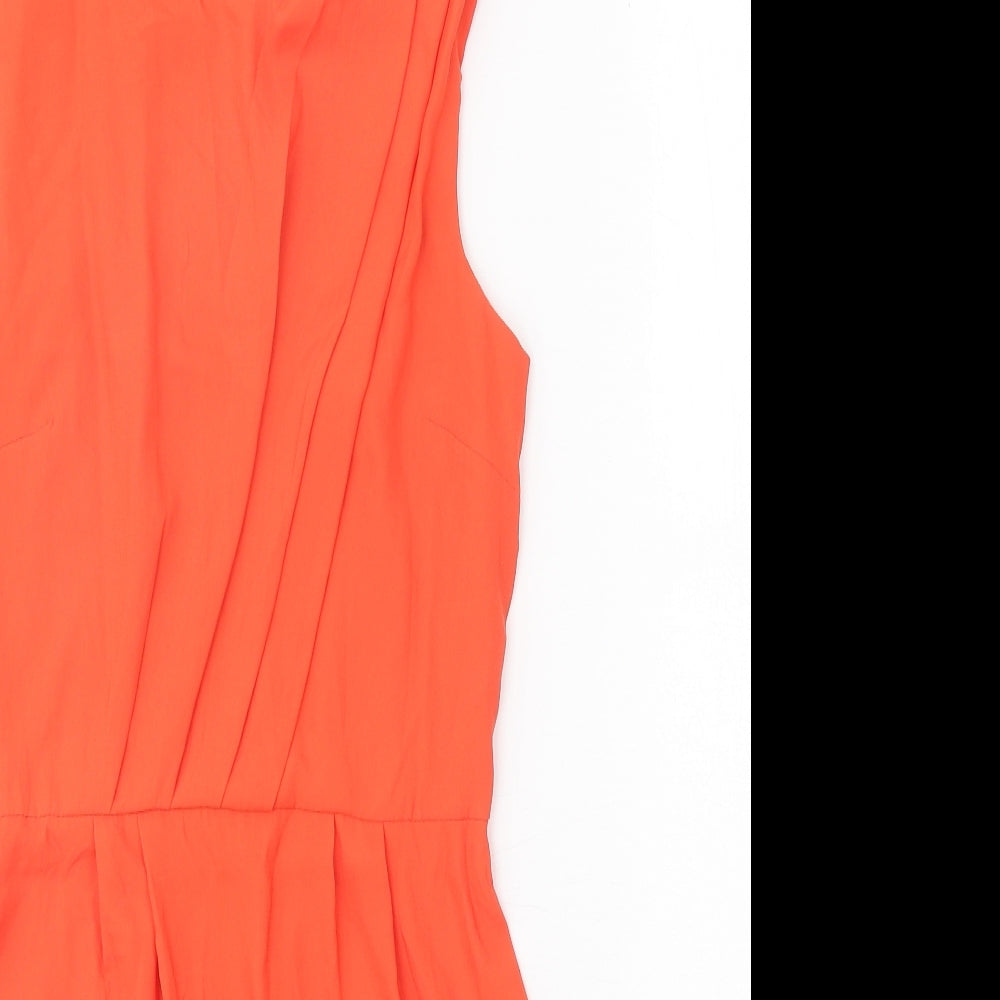Topshop Womens Red Polyester A-Line Size 8 Round Neck Zip