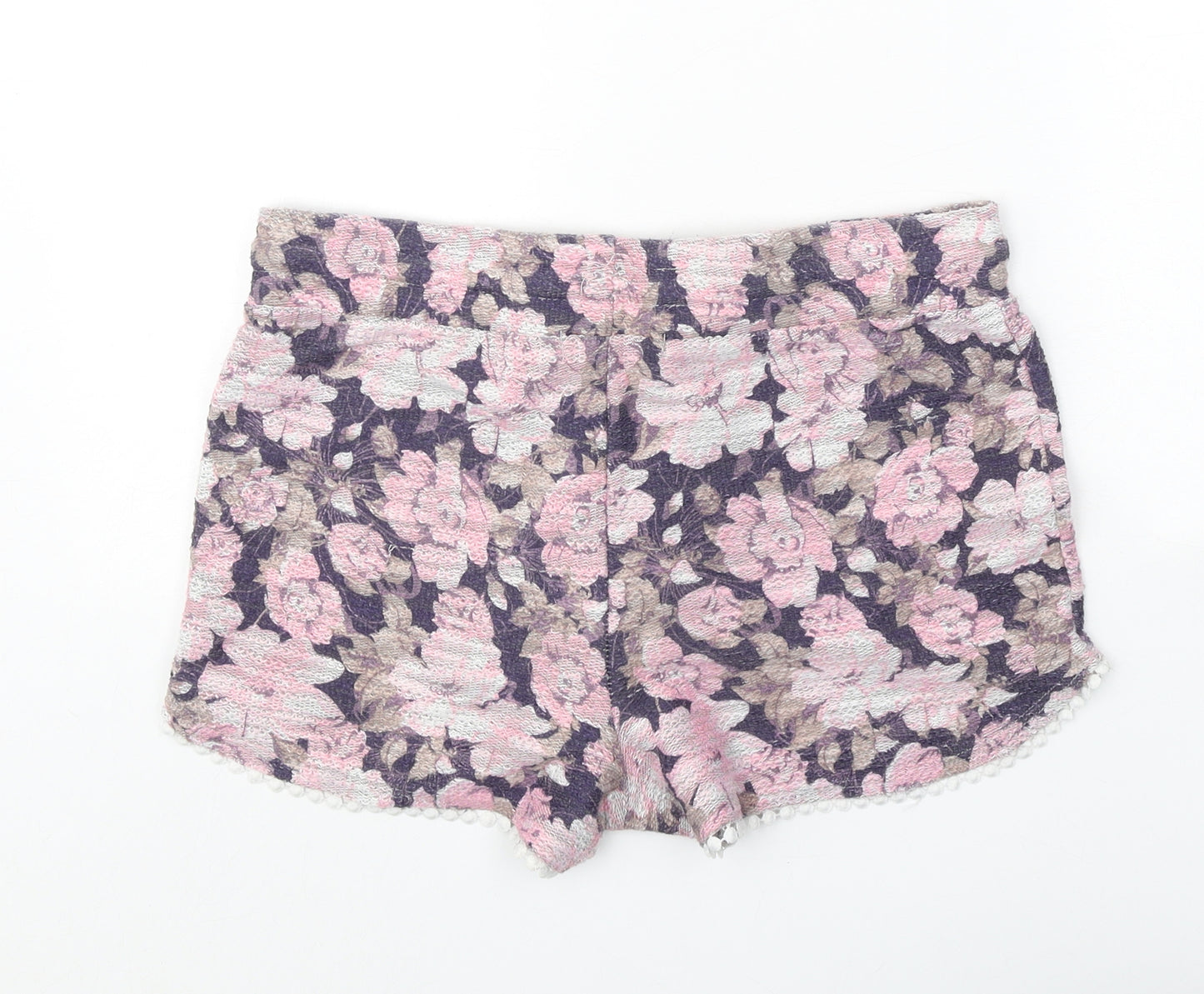 George Womens Pink Floral Polyester Sweat Shorts Size 8 Regular Pull On