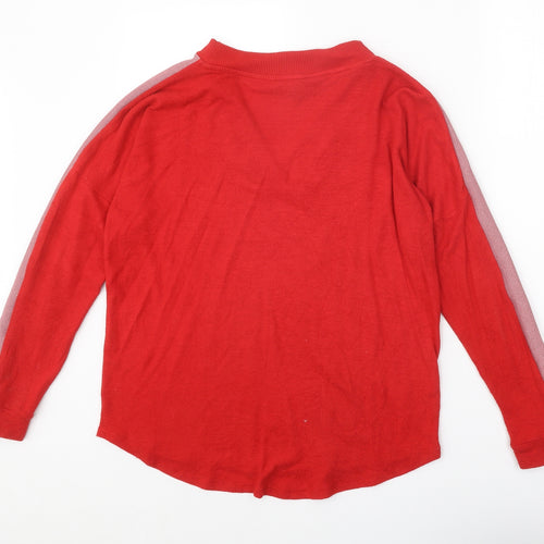NEXT Womens Red V-Neck Acrylic Pullover Jumper Size 10