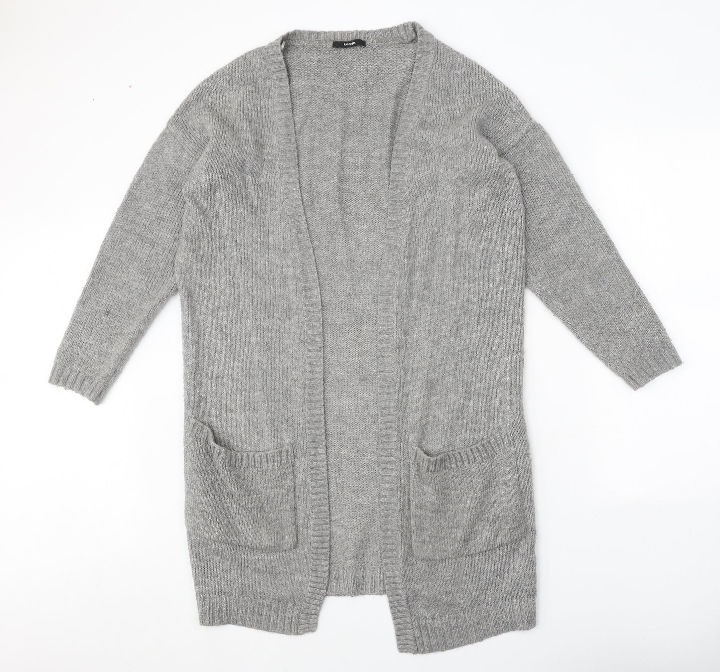 George Womens Grey V-Neck Acetate Cardigan Jumper Size S