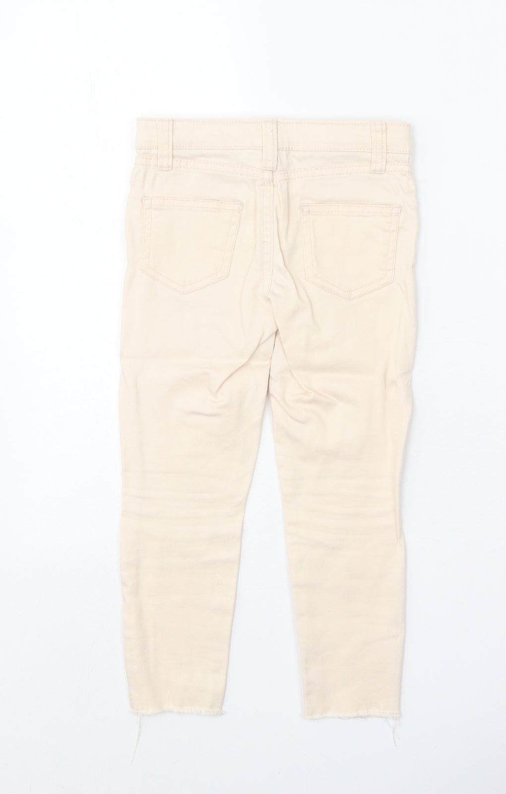 Denim & Co. Girls Beige Cotton Skinny Jeans Size 4-5 Years Regular Zip