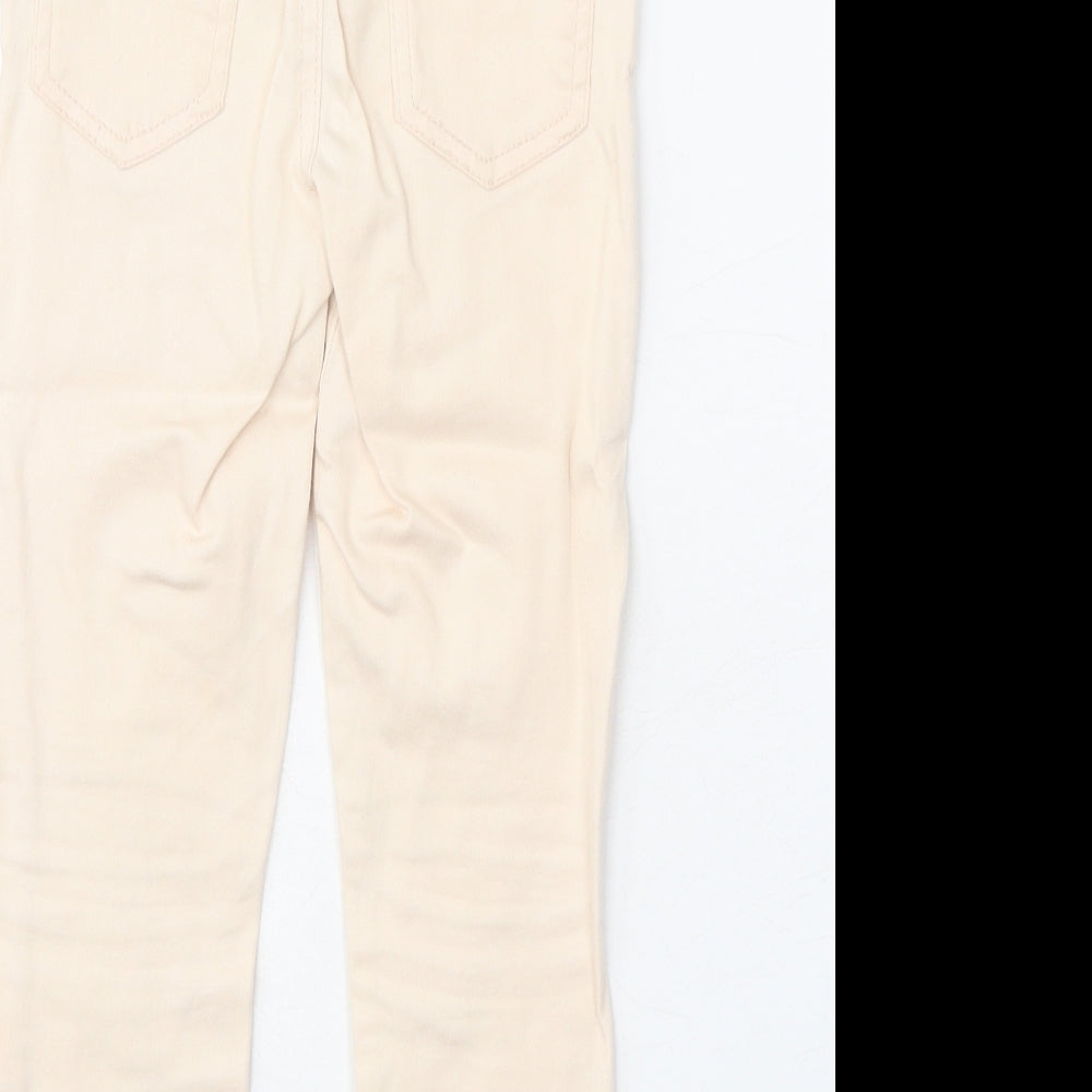 Denim & Co. Girls Beige Cotton Skinny Jeans Size 4-5 Years Regular Zip