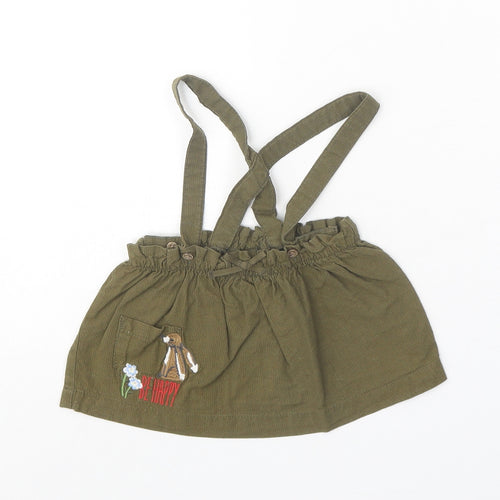 NEXT Girls Green 100% Cotton A-Line Skirt Size 3-6 Months Button