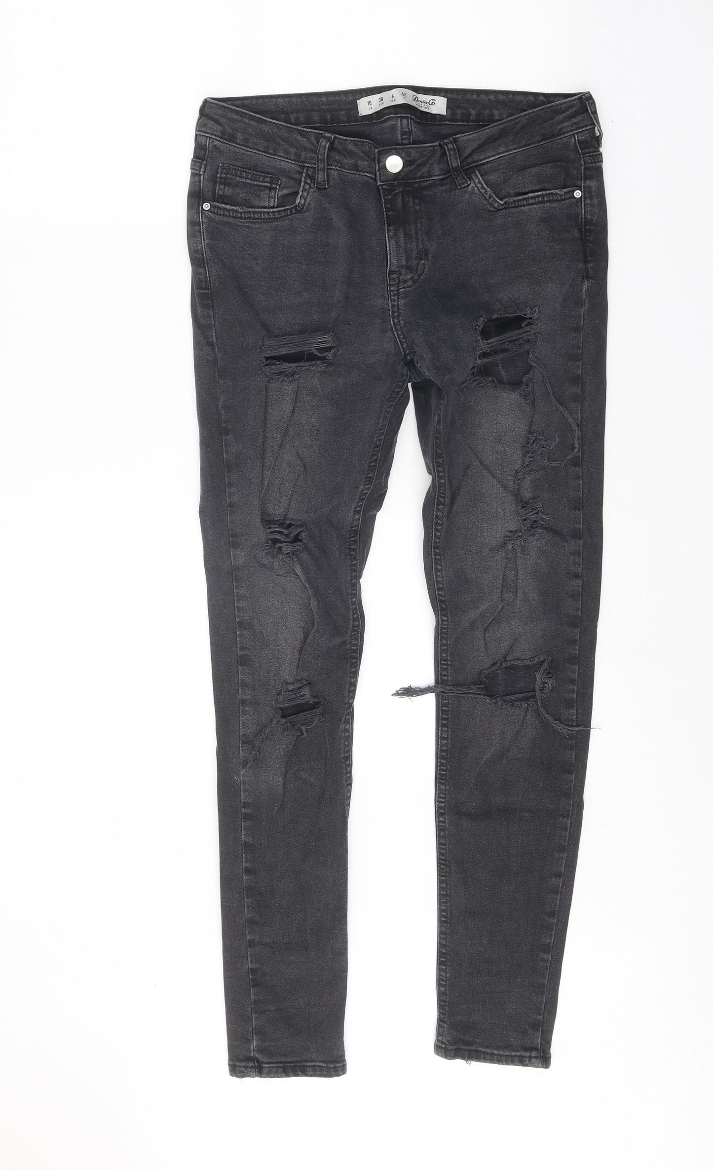 Denim & Co. Womens Black Cotton Skinny Jeans Size 10 Regular Zip