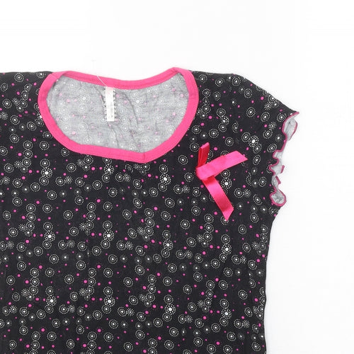 Nebula Womens Black Geometric Polyester Basic T-Shirt Size M Round Neck - Lettuce Hem