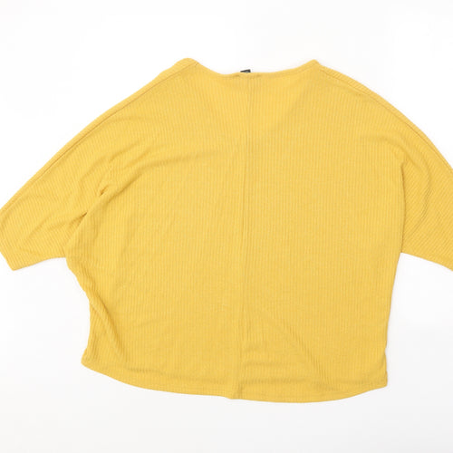 New Look Womens Yellow Viscose Basic T-Shirt Size S V-Neck
