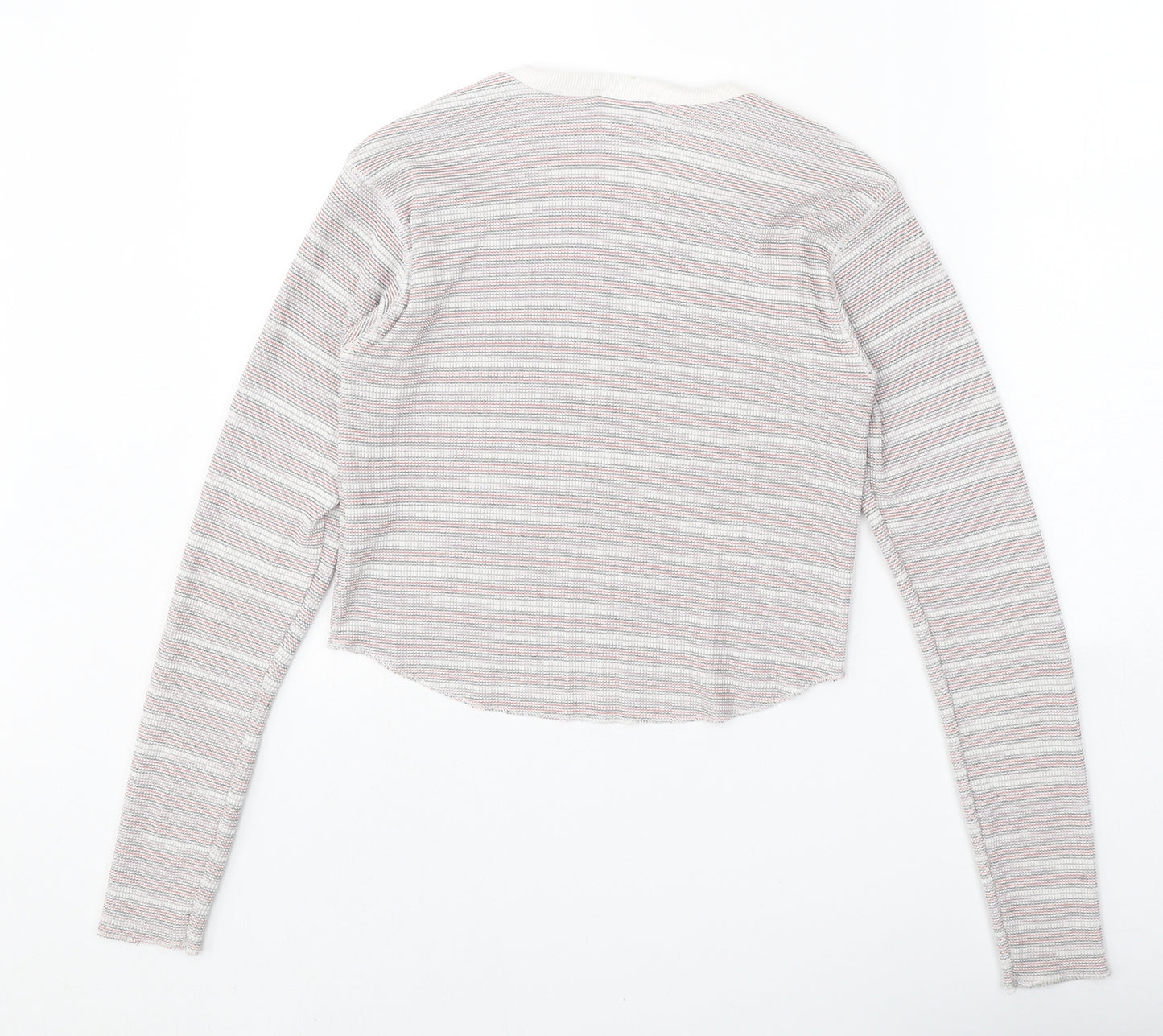 Topshop Womens Multicoloured Striped Polyester Basic T-Shirt Size 6 Round Neck