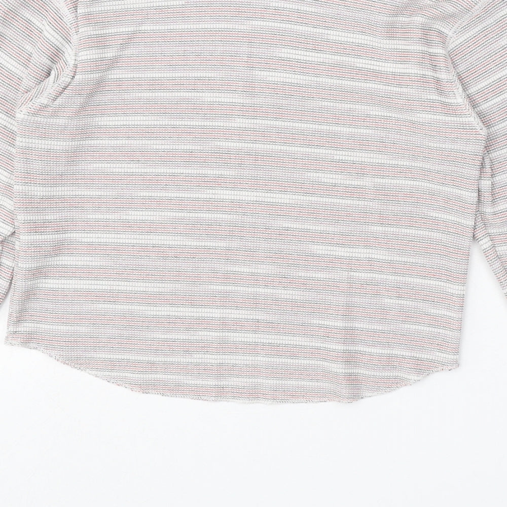 Topshop Womens Multicoloured Striped Polyester Basic T-Shirt Size 6 Round Neck