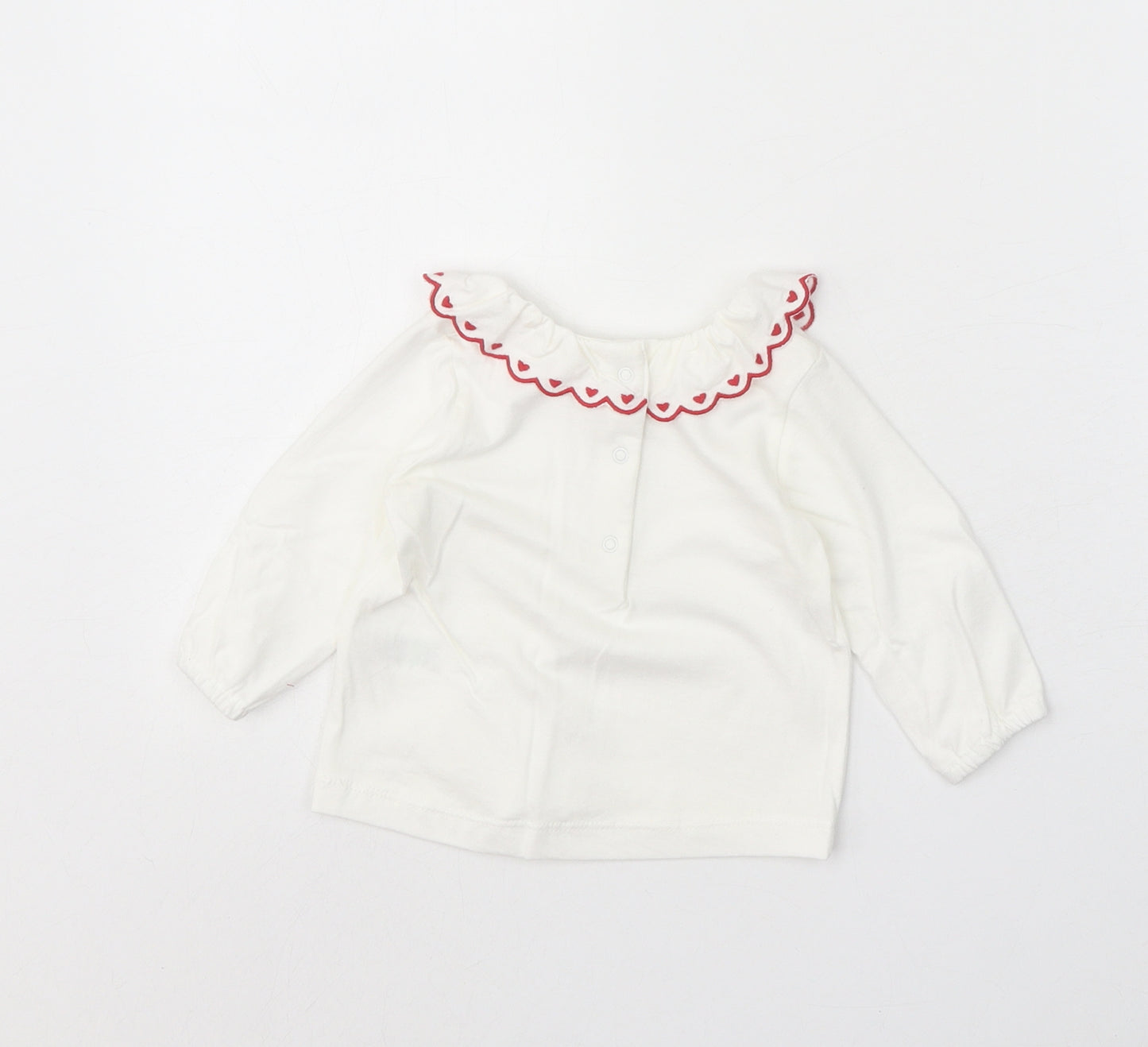 Matalan Girls White 100% Cotton Basic Blouse Size 3-6 Months Round Neck Snap