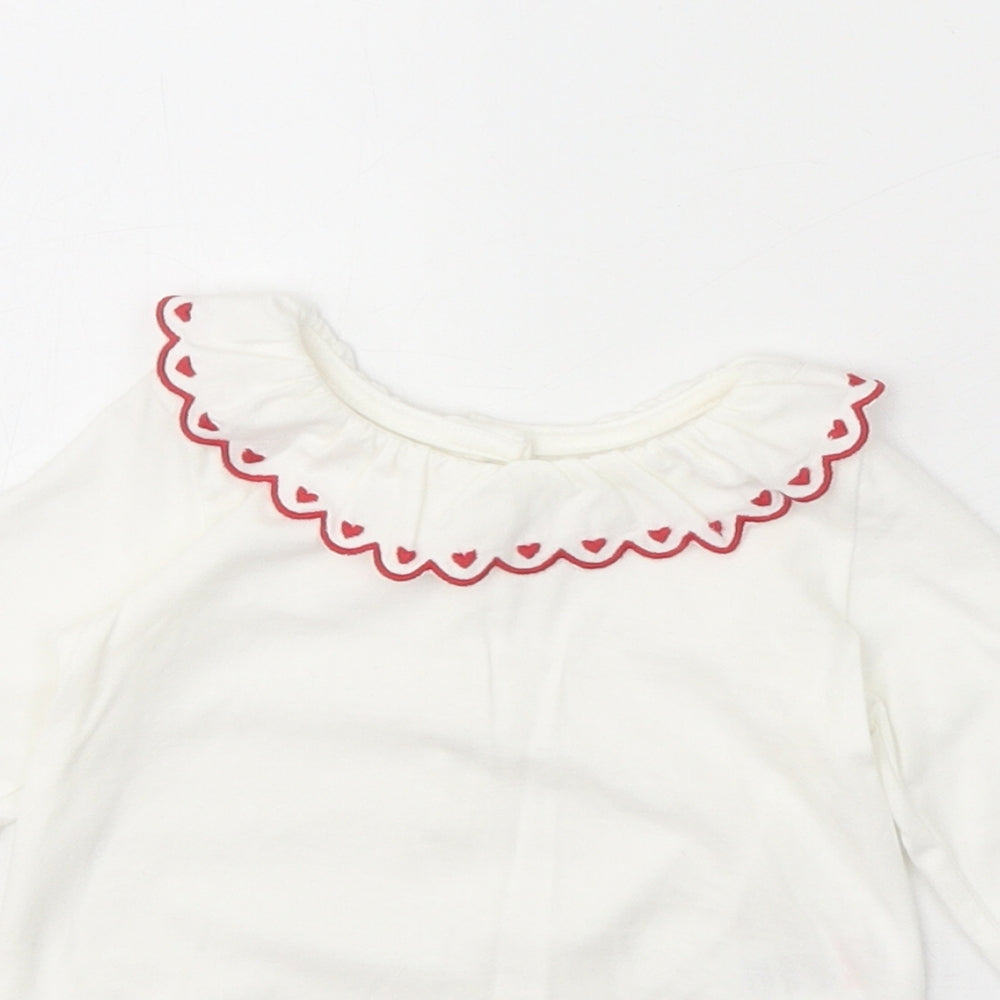 Matalan Girls White 100% Cotton Basic Blouse Size 3-6 Months Round Neck Snap