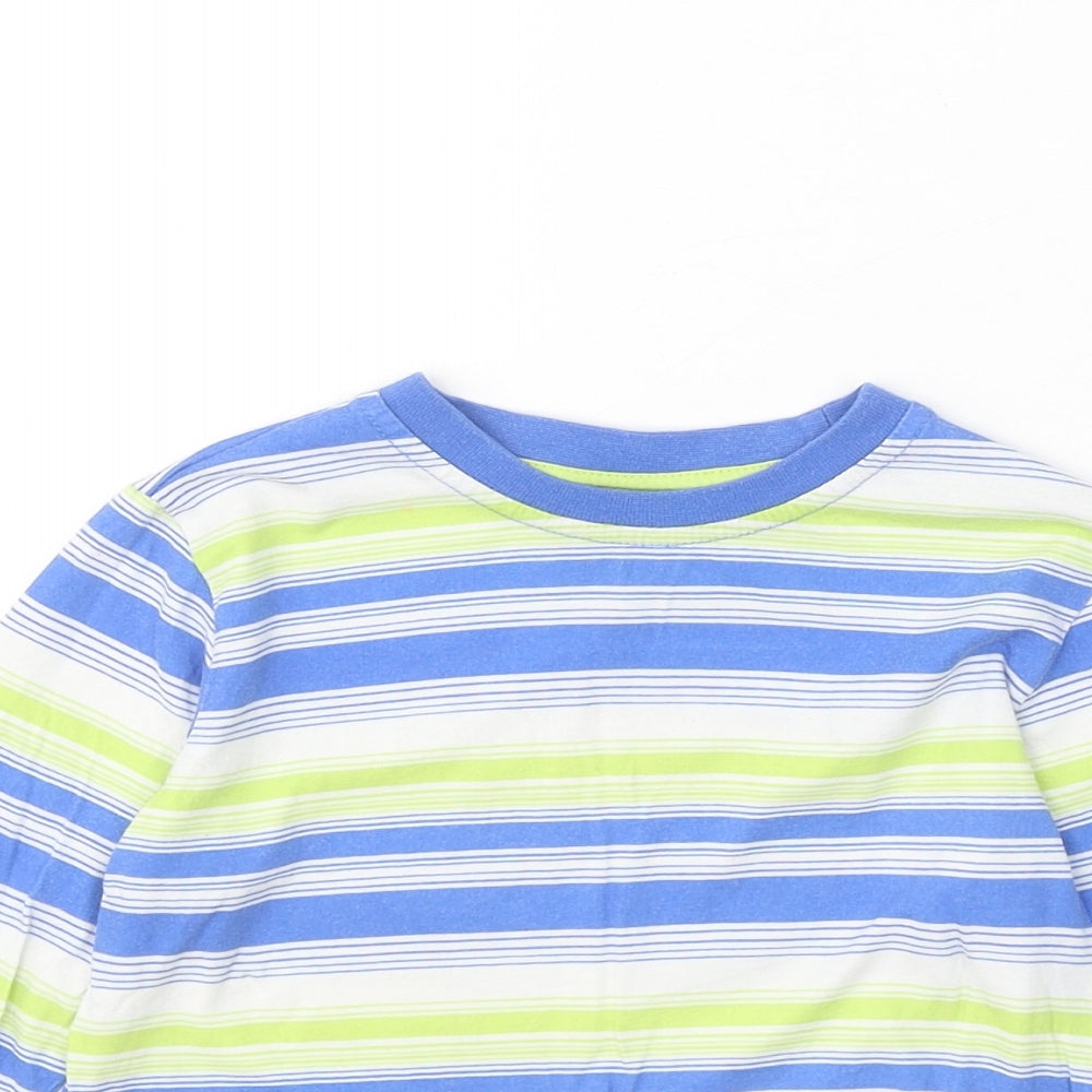 Cherokee Boys Blue Striped 100% Cotton Basic T-Shirt Size 18-24 Months Round Neck Pullover